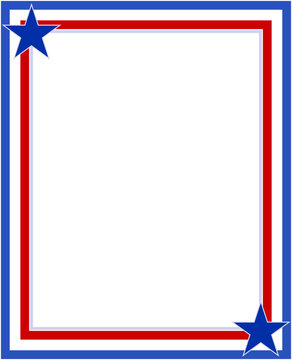 US abstract flag symbolic patriotic frame border with stars with empty space for your text.
