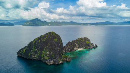 Fototapeta premium Coron Palawan Philippines Karst Limestone Island Aerial Drone Seascape