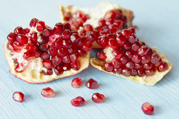 pomegranate on blue background
