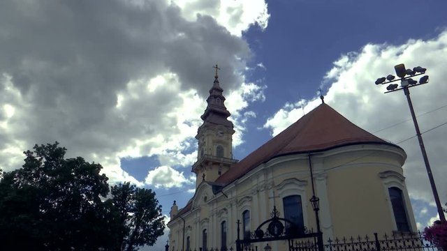 Time lapse of clouds over a ortodox church in Baroque style