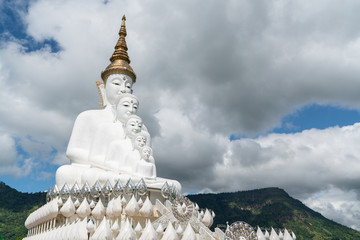 Buddhist Landmark : Wat Pha Sorn Kaew with blue sky clouds and green mountains, also known as Wat...