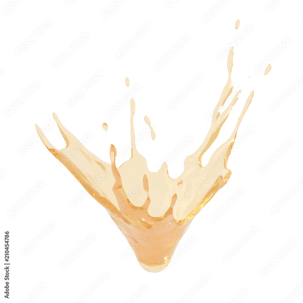 Fototapete 3d render of liquid splash isolated on white background with clipping path