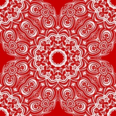 Fototapeta na wymiar Floral Geometric Pattern with hand-drawing Mandala. Vector super illustration. For fabric, textile, bandana, scarg, print.