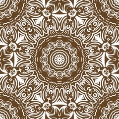 Floral Geometric Pattern with hand-drawing Mandala. Vector super illustration. For fabric, textile, bandana, scarg, print.