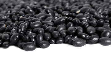 black beans pile  on white background
