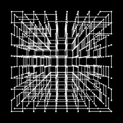 Big data visualization. HUD grid corners wireframe mesh cube. Analysis of information. Visual data infographics design. Science and technology. Connection Structure. Digital Data Vector Illustration.