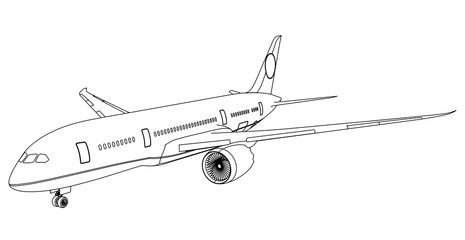 Airplane lines illustration. Abstract vector aircraft on the white background