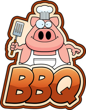 recommend clip art: Cartoon Pig and BBQ Text