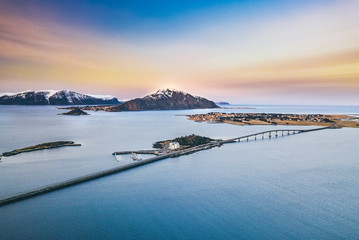 Amazing evening panorama in  Norway.