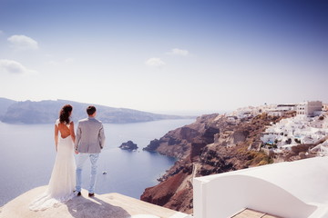 Bride and Groom on Santorini