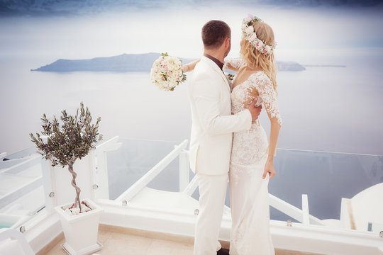 Bride and Groom on Santorini