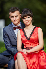 Young beautiful couple outdoor