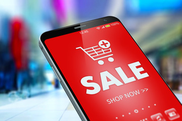 Sale and discount online shopping on smartphone