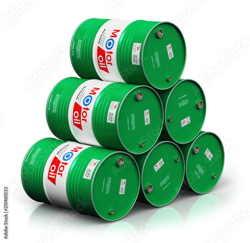 "Stack of barrels with motor oil lubricant isolated on ...