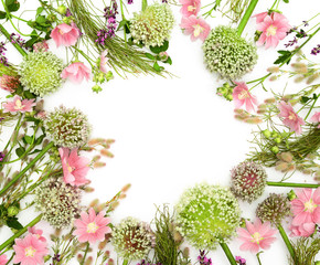 Wild flowers theme feminine product mock-up with a space for a text