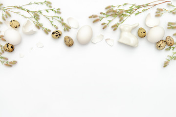 Easter greeting card or poster template with a space for a text