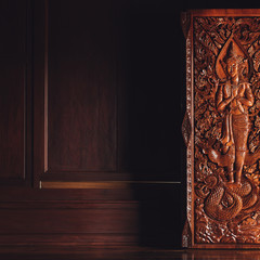 Thai traditional style wooden craft door