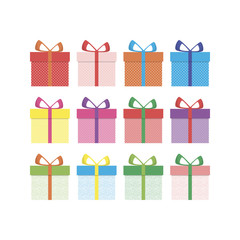Set of colorful gift boxes for different occasions on a white background