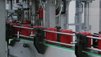 Tomatoes Ketchup production manufacturing in glass jars