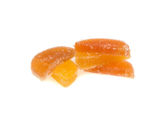pieces of marmalade on a white background
