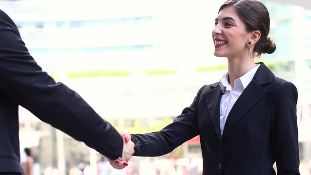 Handshake between business people outdoor