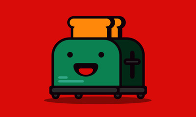 Happy Smiling Face Toaster Vector Illustration