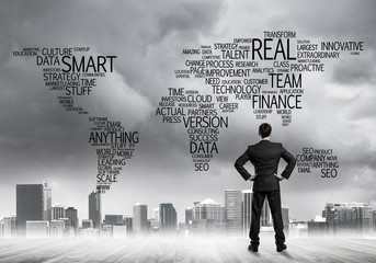 Motivation and inspiration concept with modern cityscape and bus