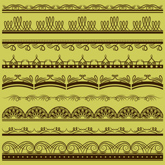 Set of Lace Paper with floral and decorative elements over green background, vector