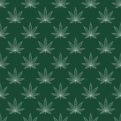 Seamless pattern with marijuana leaf. Cannabis background. Pattern can be used for fabric design, wallpaper, wrapping papers. Isolated vector illustration.