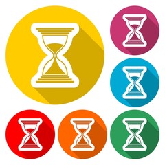 Hourglass icon, Sand clock, color icon with long shadow