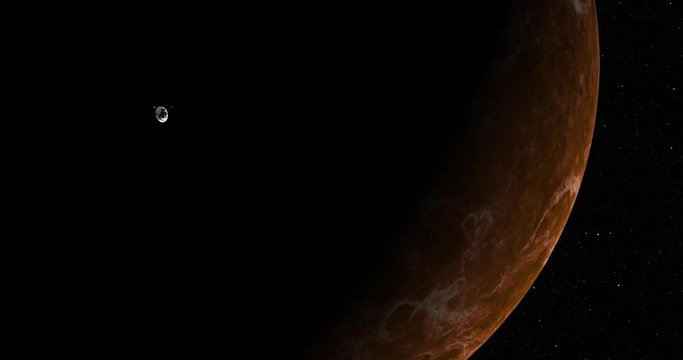 Long shot: the Pioneer spacecraft in orbit around Venus. Reversible, can be rotated 180 degrees. Elements of this image furnished by NASA.