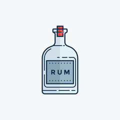Image of bottle of rum on white background. Linear image.