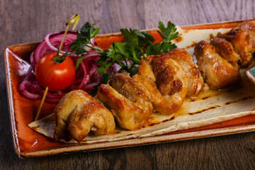 Chicken skewer with sauce
