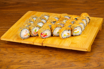 Delicious tempura sushi set