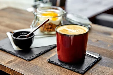 Fotobehang breakfast, coffee and Granola © dimaris
