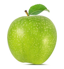 Fresh green apple isolated on white background with clipping path