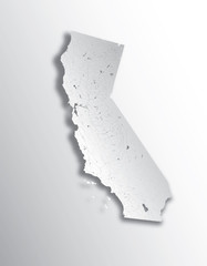 U.S. states - map of California with paper cut effect. Please look at my other images of cartographic series - they are all very detailed and carefully drawn by hand WITH RIVERS AND LAKES.