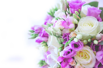 nice flower bouquet. Bouquet of flowers, copy space. Blank space for greetings.