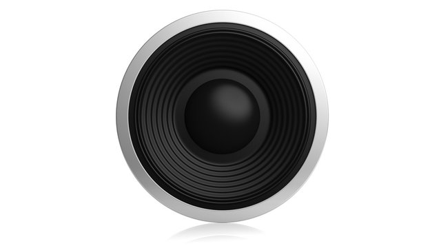 Black music speaker isolated on white background. 3d illustration