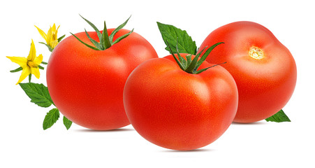 Fresh tomato isolated on white background with clipping path