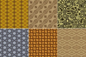 Seamless beautiful patterns. Boho tribal ethnic hippie style, abstract wallpapers set of six design.