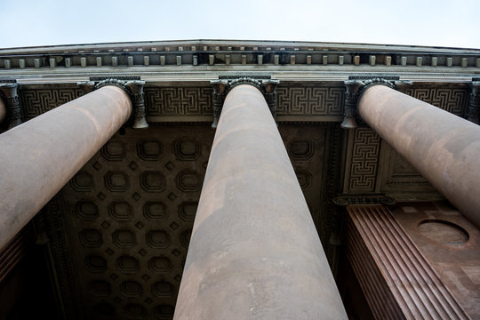 Looking up at some collumns