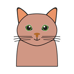white cute cat symbol on white background colored