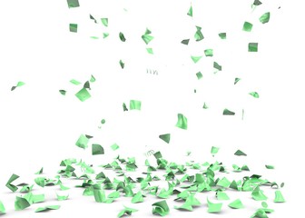 Bright and colorful confetti flying on the floor. Isolated background