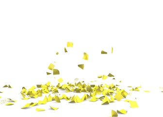 Bright and colorful confetti flying on the floor. Isolated background