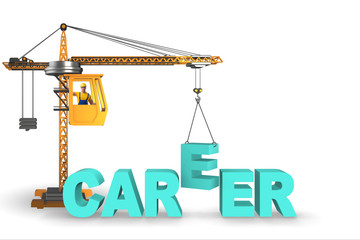 Career concept with crane lifting letters