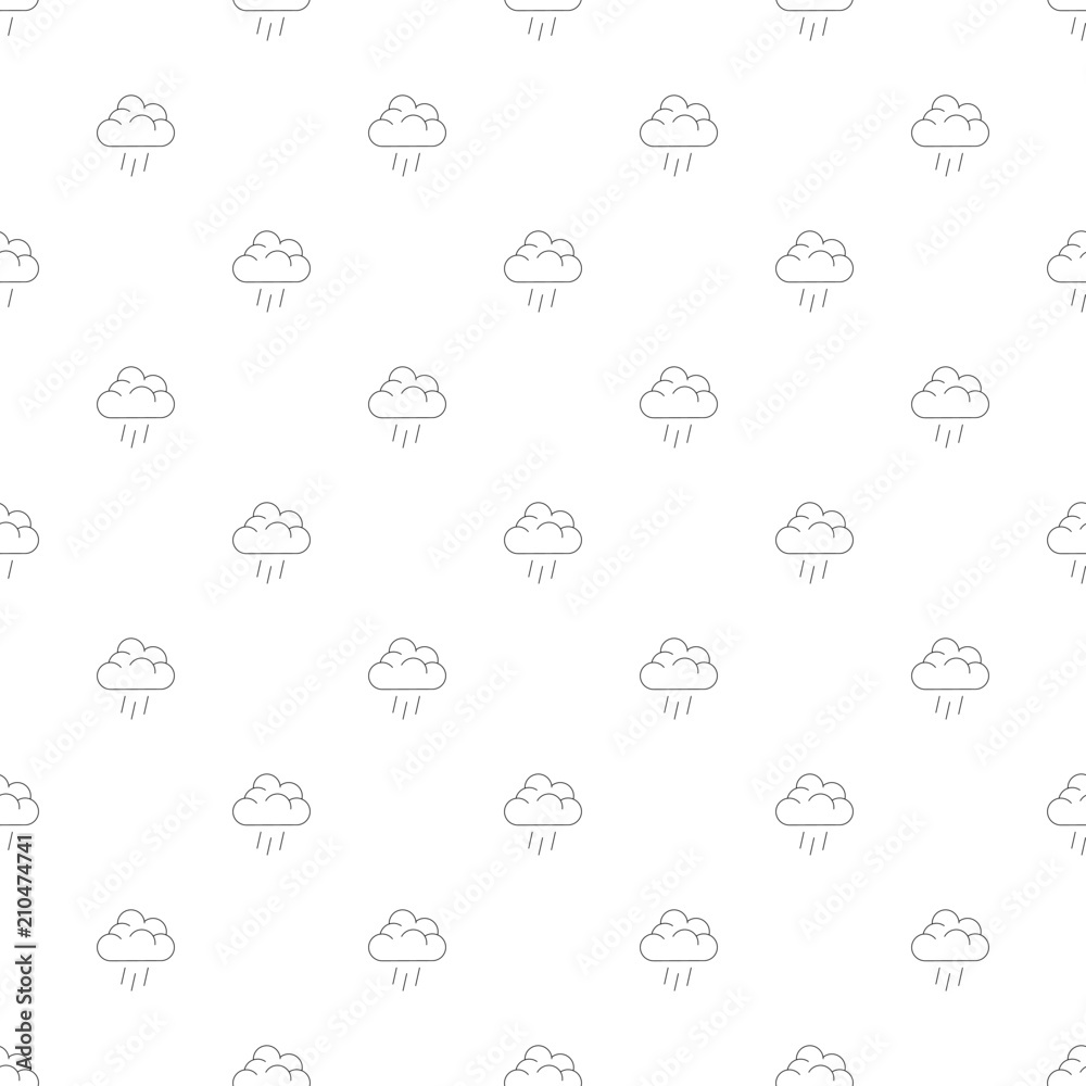 Sticker Rain background from line icon. Linear vector pattern