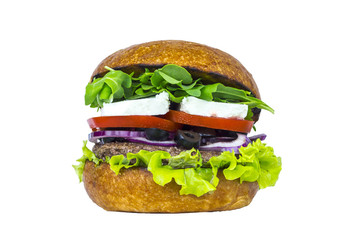 Burger close-up on a white background