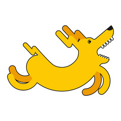 Running dog isolated. Pet joyful. Vector illustration