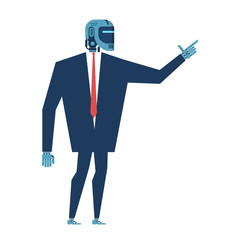 Cyborg businessman. Office Robot Artificial Intelligence. Vector illustration